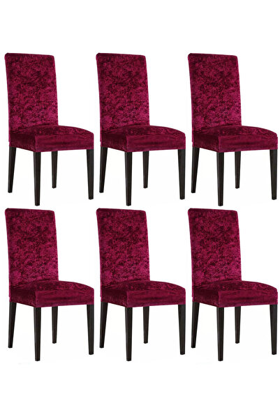 Bumedo Ipek Kadife 6'lı Sandalye Kılıfı Likralı Lastikli Kadife Sandalye Örtü...