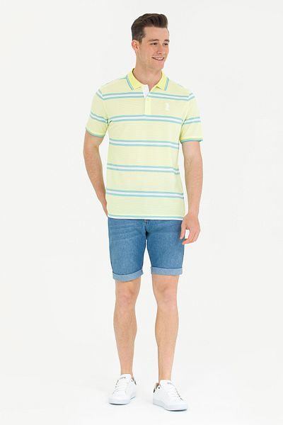 U.S. Polo Assn. Tricou galben cu gât polo țesut pentru bărbați