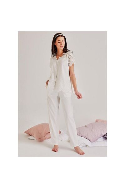 Magic Form 19108 Embroidery Patterned Pajama Set - Ecru