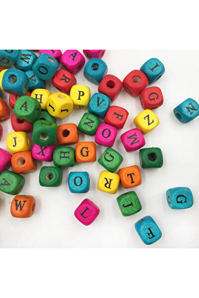 Eminonutoptanci Mărgele din lemn cu litere 10X10 MM Culori Mixte 100 GRAM