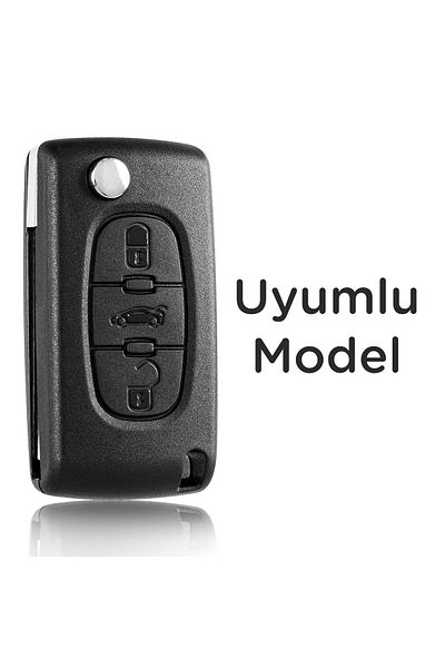 Luxe Aksesuarr Peugeot Partner-307-207-308-5008 Citroen Berlingo-C2-C3-C4 3-Button Silicone Key Protection Black