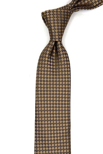 Kravatkolik Gold Color Dot Pattern Slim Tie Sk7968