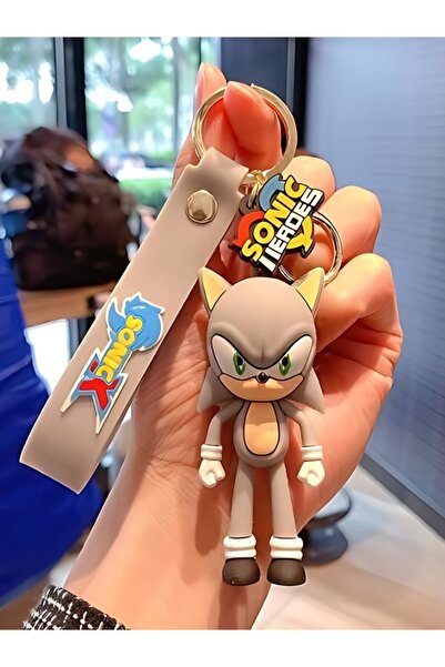 Sonic Gri Figürü Anahtarlık Aksesuar Çanta Süsü Silikon 3D Çizgi Film Figürü