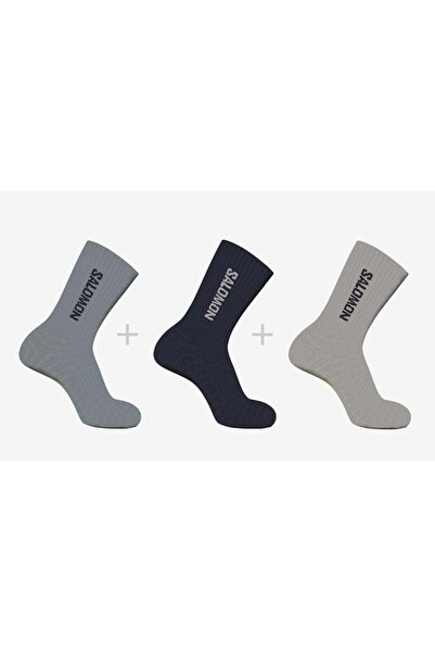 Salomon Everyday Crew 3 Pack 3 Pieces Unisex Socks Blue-Grey-Dark Blue