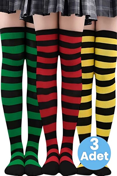 Uniquetrenders Women's Thick Stripe 3-Piece Knee High Socks