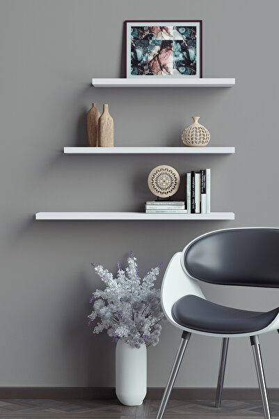 yankı-byeg 40 Cm 50 Cm 60 Cm 3lü Mat Beyaz Mdf Uçan Duvar Rafı Gizli Bağlantı...