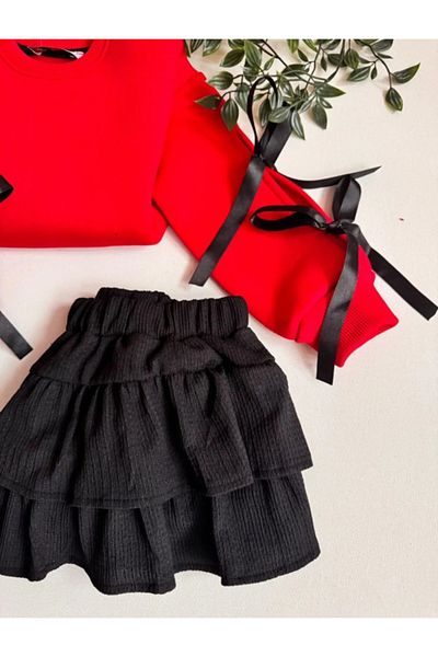 Machetta Girl's Suit with Ribbon Sleeves and Skirt