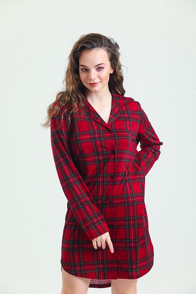 Magic Form 87764 Women's Buttoned Front Nightgown-burgundy