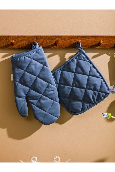LC Waikiki Lcw Blue Lettering Embroidered Oven Mitts and Grip