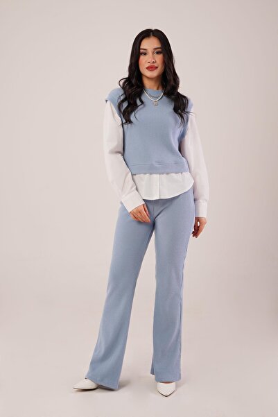 Hipo Trend Gömlek Kol Flex Bebe Mavisi İkili Takım