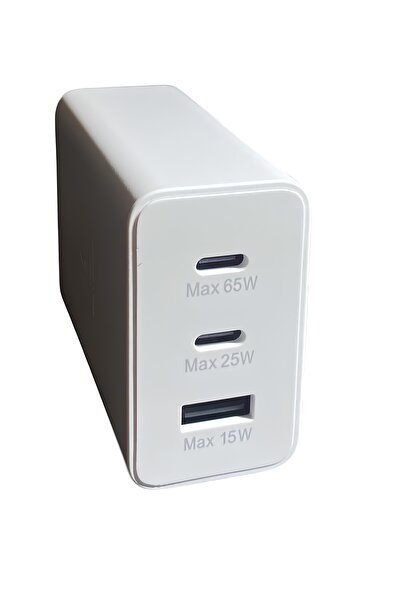 gunkes Auris 65 Watt Şarj Cihazı USB + USB C 3 Port Giriş Type C to Type C Şarj Kablosu Ultra Fast 65W