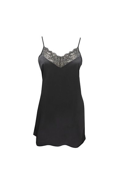 Magic Form 87430 Crepe Satin Lace Nightgown - Black