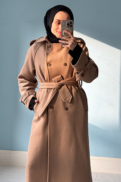 Mevra Stamp Coat - Long Epaulette Detailed, Camel Hair