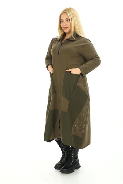 Zedd+ Plus 24579 Model Khaki Dress
