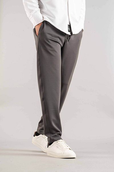 bombe Men's Gray Slim Fit Cut Drawstring Jogger Pants