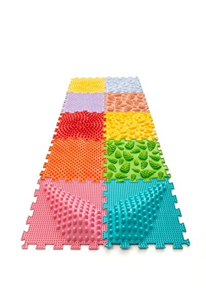 Ortohalı 10 Modüllü Ortopedik Halı Çocuk Masaj Paspası Renkli Puzzle Çocuk Masaj Halıları Oh103