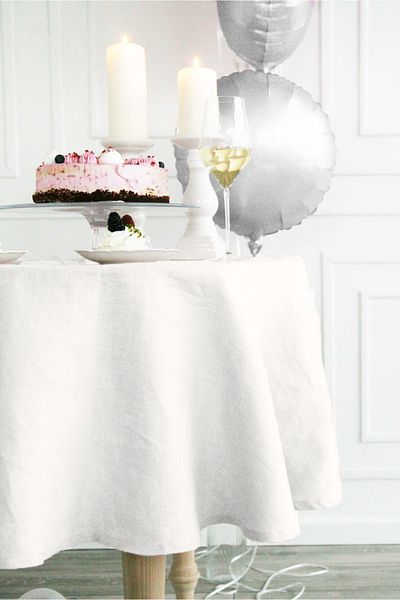 cherila 100% Natural Cotton Linen Classic Round Table Cloth