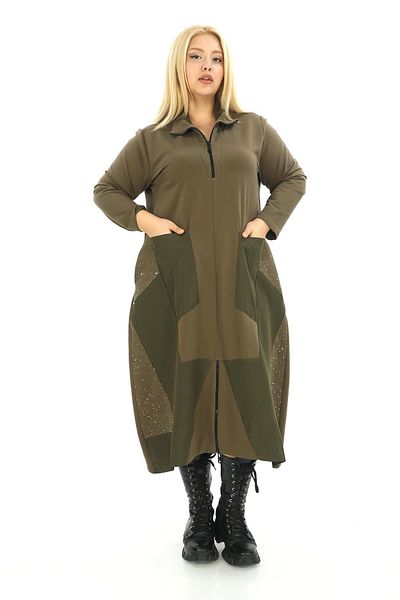 Zedd+ Plus 24579 Model Khaki Dress