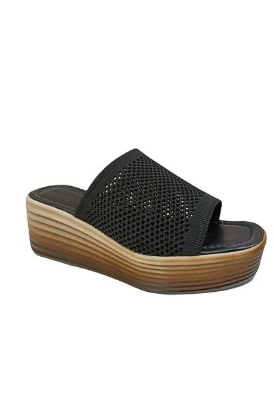Pierre Cardin 54574 Women's Black Wedge Sole Slippers