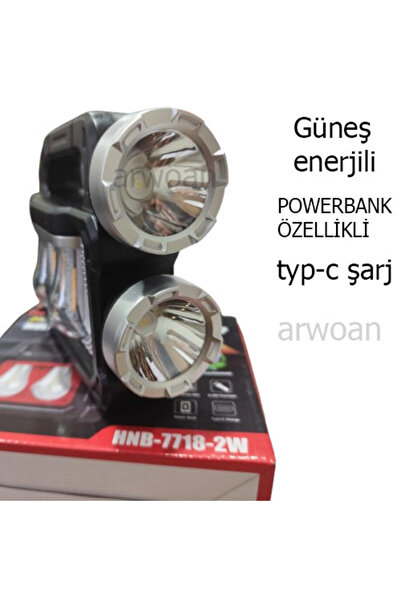 ARWOAN ÇOK FONKSİYONLU TAŞINABİLİR LAMBA, EL FENERİ gri-siyah