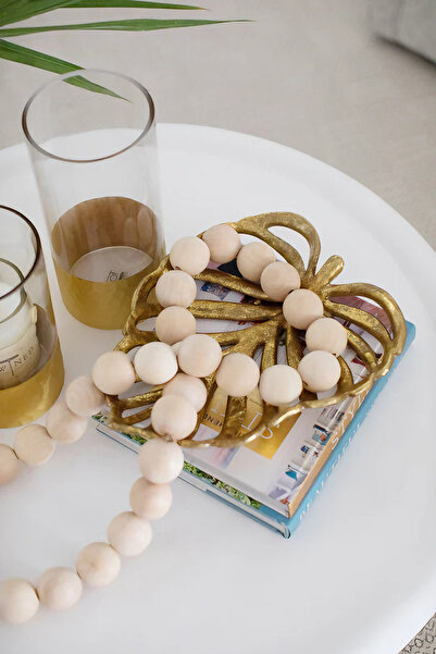 Warm Design Decorative Tray with Leaf Motif