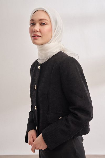 ARMANDA 30% Silk Double Layer Tulle Scarf - Ecru