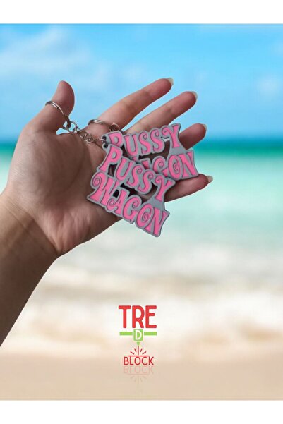 SOFT Pussy Wagon Kill Bill Anahtarlık Gri ve Pembe Kombinasyon