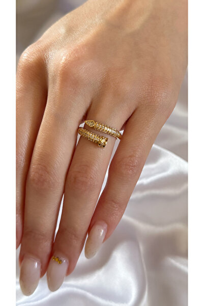 Mry 14 Ayar Altın Kaplama Zirkon Taşlı Çivi Yüzük