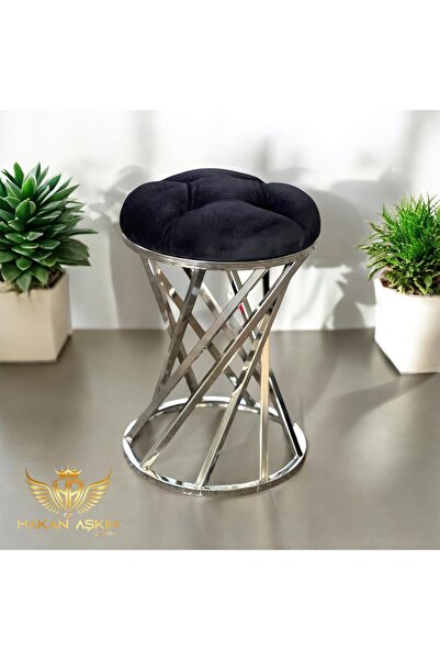 BY HAKAN AŞKIN kapitoneli Tornado Metal Pota Ayaklı Silver Pota Puf Style 2025