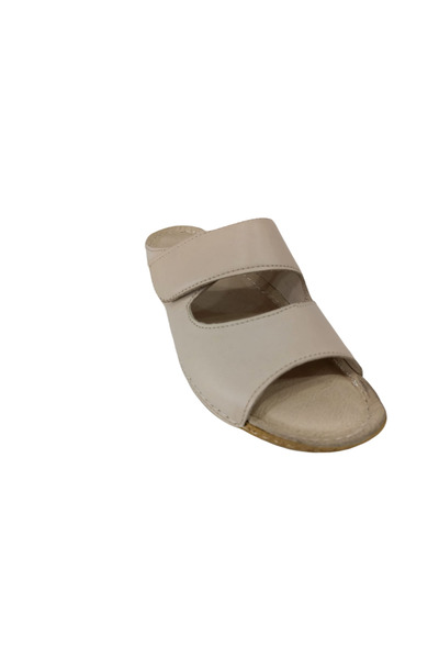 BENTO Anne Marie 010 Beige Leather White Anatomical Women's Slippers