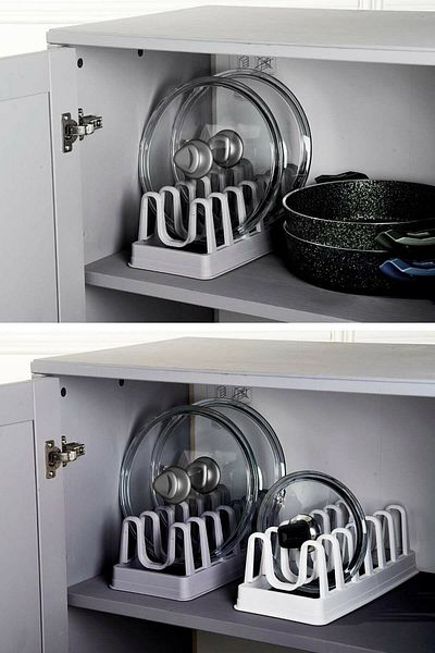 HB LİFE 2Pcs Pot Lid Organizer - 6 Compartments Pot Lid Plate Organizer Organizer