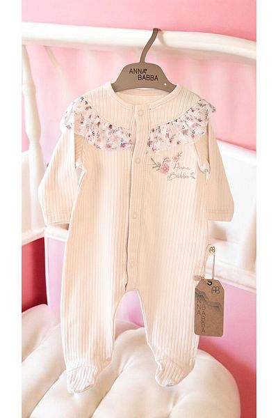 ANNA BABBA Baby Girl Flower Detailed Lace Collar Romper