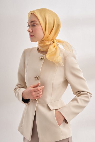 ARMANDA 30% Silk Double Layer Tulle Scarf - Beige-Dore