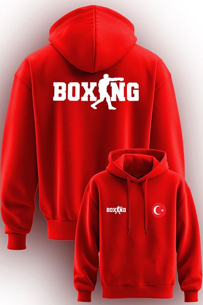 TOP GLORY Суитшърт с качулка и щампа на боксови 3 въжета - BOKS51001