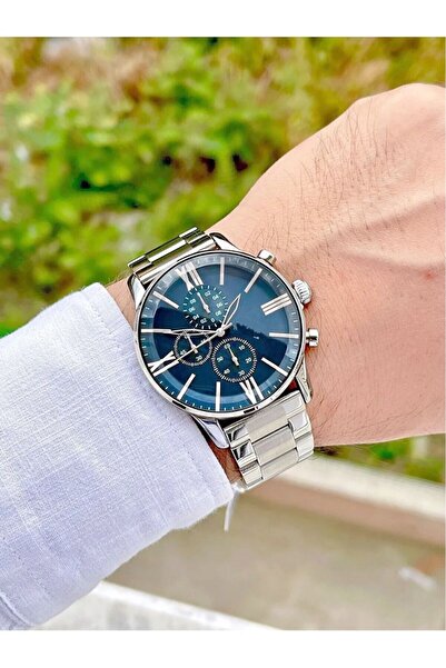 ÇENÇEN Çelik Gümüş Kordon Siyah Kadran Armani Model Iki Renk Erkek Kol Saati