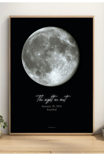 The Istanbul Event Çerçevesiz "Tanıştığımız Gün Ay'ın Görünümü" Poster - Kişi...