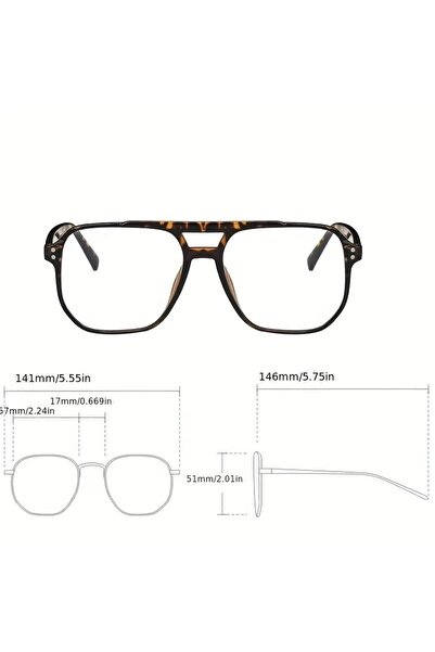 İthal Square Round Full Rim Leopard Printed Blue Light Protection Glasses