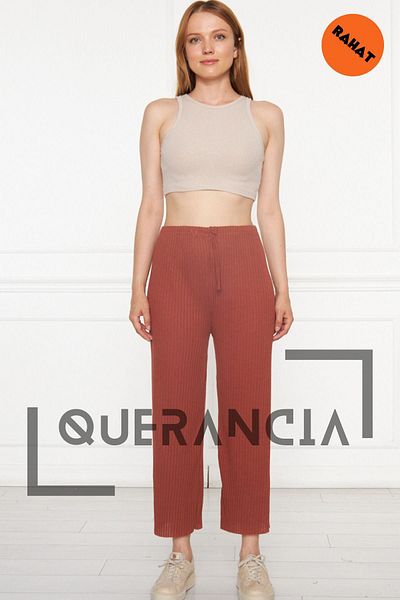 querancia Women's Tile Comfortable Ribbed Trousers