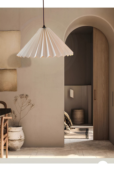 burenze Modern Tasarım Umbrella Tekli Sarkıt Avize Krem Kumaş Abajur Salon Ot...