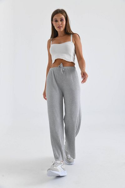 Eclipse Women's Ribbed Fabric Corded Trousers Gray