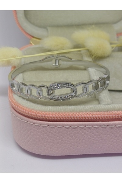 nilüfer takı tasarım أصفاد من الفولاذ المقاوم للصدأ 316L باللون الفضي وحجر ال...