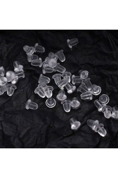 Ervalina 100 Pcs 50 Pairs Earring Piston Earring Back Earring Clear Silicone Plastic Earring Backrest