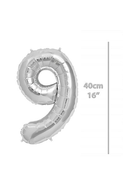 ikm balon Foil Balloon 9 Figures Helium Balloon 40 cm Silver Color - 9 Years Old Balloon - 9 Figures Balloon
