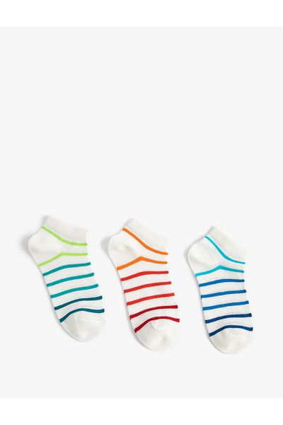 Koton Set de 3 șosete din amestec de bumbac cu dungi multicolore
