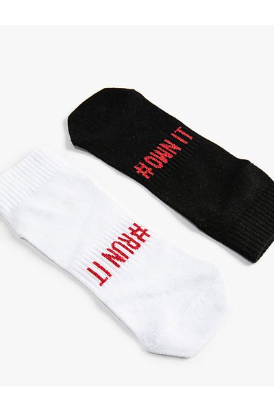 Koton Set 2 șosete șosete cu slogan brodat