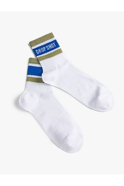 Koton Slogan Embroidered Socket Socks