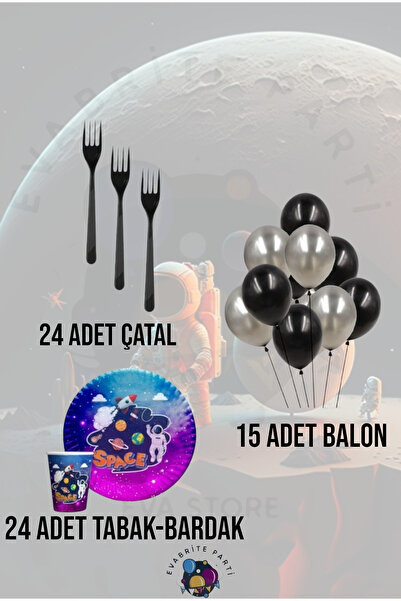 Evabrite Space Themed Set for 24 People Minib - Προμήθειες για πάρτι γενεθλίων