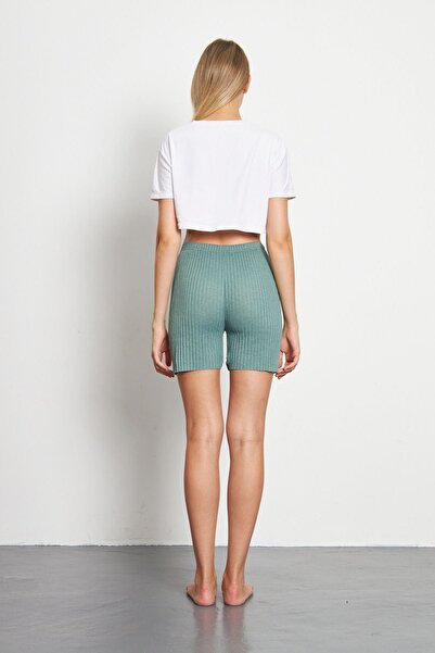 Oyga Γυναικείο σορτς πιτζάμα Water Green Corded - Casual Άνετα Ρούχα