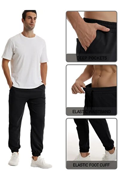 CAONNES Μαύρο ψηλόμεσο casual jogger, άνετο, μονόχρωμο, ιδανικό για καθημεριν...