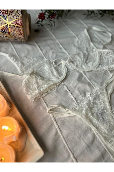 MAYA LİNGERİE White Women's Lingerie Set - Underwire and Lace Rope Detail